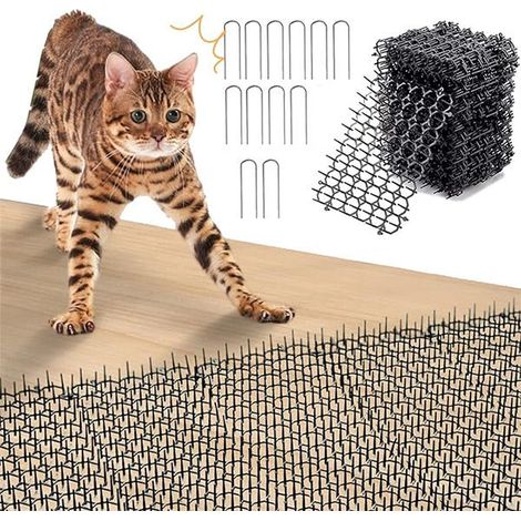 Tapis répulsif pour chats 12 pièces, barrière pour animaux, tapis anti-chat, jardin à grille pour chats, barrière pour animaux à grille d'épines (1/5)