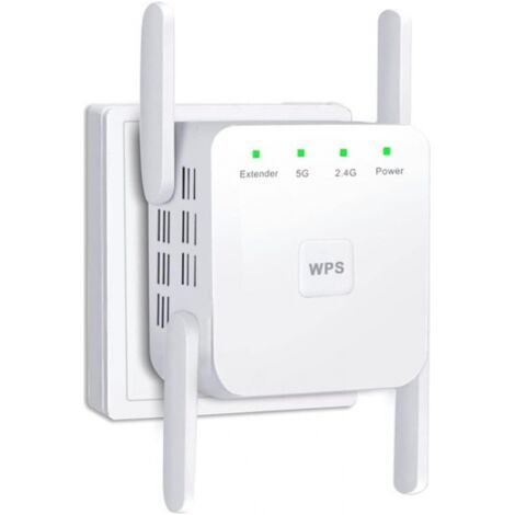 Répéteur Wi-Fi, extension de signal sans fil, améliore le signal Wi-Fi, 1200 Mbps, blanc (1/5)