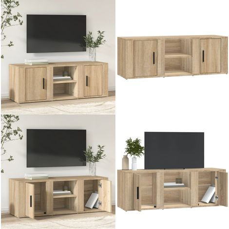TV-Schrank Sonoma-Eiche 100x31,5x35 cm Holzwerkstoff - TV-Schrank Sonoma-Eiche - TV-Schrank mit Fächer (1/5)