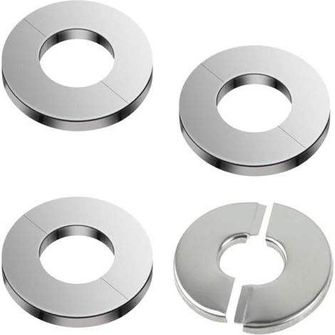 Lot de 4 couvercles de tuyau en acier inoxydable, colliers de tuyau, brides murales fendues,  perçage, joint rond pour tuyau de douche, cuisinière – 40 mm (1/5)