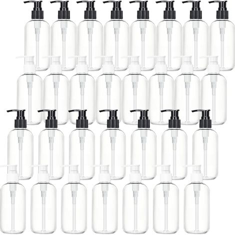 30 x Empty Pump Bottles 250ml Refillable Clear Bottles Plastic Dispensers for Liquid Soap, Shampoo, Shower Gel, Lotion, Cosmetics, Travel and Hospitality (1/5)