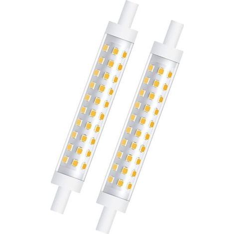 2-PCS 10W R7s 118mm Ampoule LED Dimmable Blanc Chaud 3000K 100W Halogène équivalent Linéaire Double Culot Réflecteur Floodlight pour jardin, public, couloir, lampadaires, projecteurs [ (1/4)