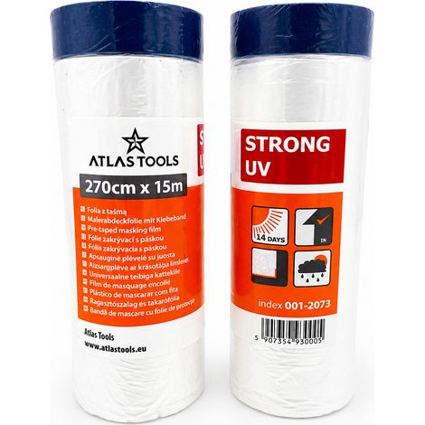 Lámina de enmascaramiento Atlas Tools con cubierta inteligente, cinta de HDPE resistente a los rayos UV, 270 cm/20 m (1/5)