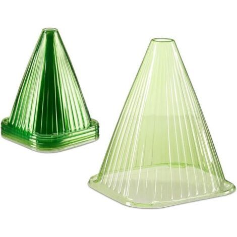 Cônes de forçage en lot de 24, accessoire plantes, protection contre escargot et oiseaux, PVC, cloche, vert (1/4)