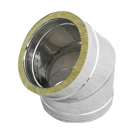 CURVA IN ACCIAIO INOX 316L A 45 ° DOPPIA PARETE- D. Int. 150 - D. Est. 200- DK- pezzi 1