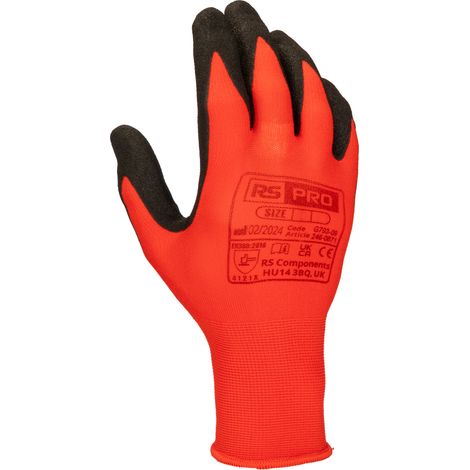 Gants RS PRO taille 9, L, Manutention générale, 12 Paires, Noir/rouge ( Prix pour Paquet de 12 )