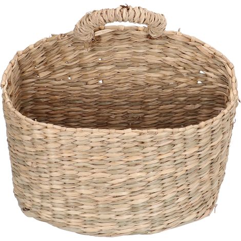 Panier suspendu en jonc de mer tressé, panier de rangement mural pour la décoration de la maison et du jardin (1/5)