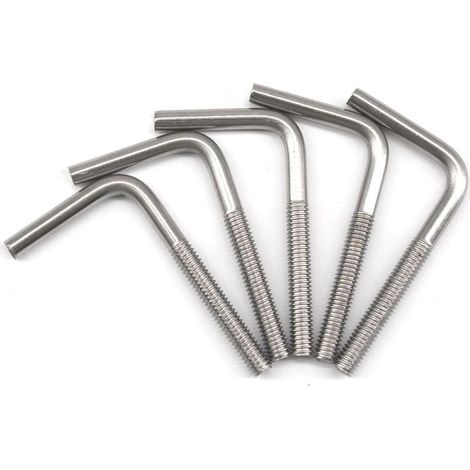 30 boulons d'ancrage en forme de L, acier inoxydable 304, M5x60 mm, angle droit, fixation robuste pour portails et clôtures (1/5)