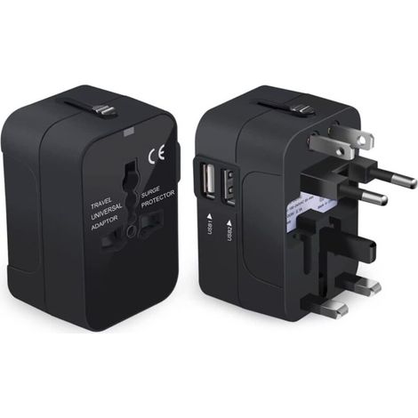 Adattatore da viaggio Adattatore da viaggio Adattatore internazionale con due porte USB per Giappone Cina Canada USA/UE/UK/AU Circa 150 paesi per telefoni, tablet Natale