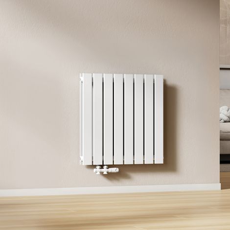 EMKE Radiateur Eau Chaude Mural Double Panneau, Connexion Latérale G1/2, 826W, Blanc 63×62 cm