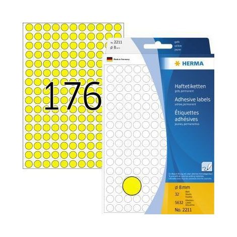 HERMA Markierungspunkt 2211 8mm Papier gelb 5.632 St./Pack. (1/4)