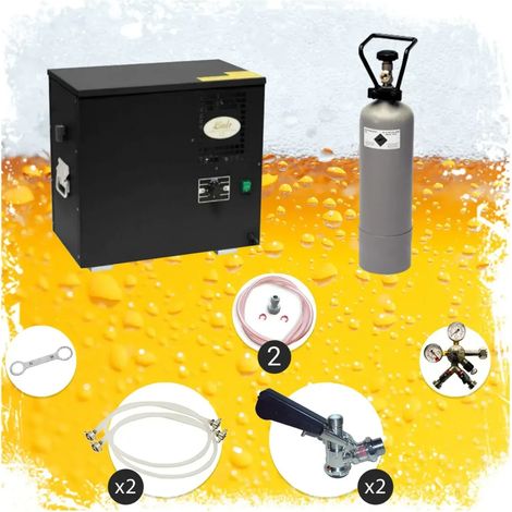 Ensemble complet Tireuse a biere - AS-40 machine a biere, sous le comptoir, pompe a biere 2 lignes, 40 litres/h, professionnelle, Green Line, KEG: Type D KEG 2: sans
