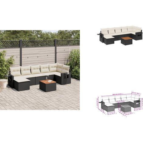 8-tlg. Garten-Sofagarnitur mit Kissen Schwarz Poly Rattan - Gartenmöbel Set - PE-Rattan Möbel - Outdoor Lounge - Esszimmergarnitur - Balkonmöbel (1/3)