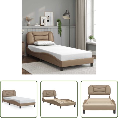 vidaXL Oreiller de tête - Cadre de lit sans matelas Hvar cappuccino 90x190 cm similicuir (1/5)