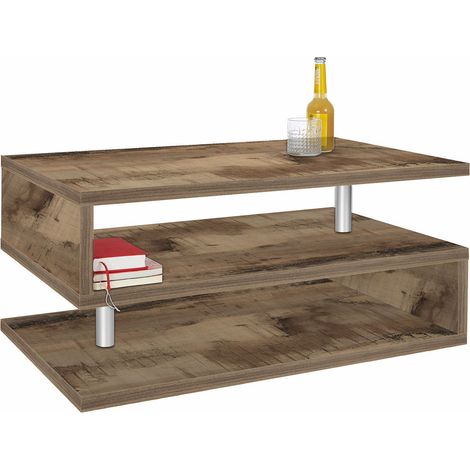 Tavolino a S con Ripiani a Giorno 90x41,5x55 cm Zeta Acero Pereira (1/4)