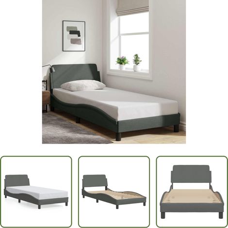 Kopfteil - Bettgestell "Dover" Dunkelgrau 90x200 cm Stoff (1/5)