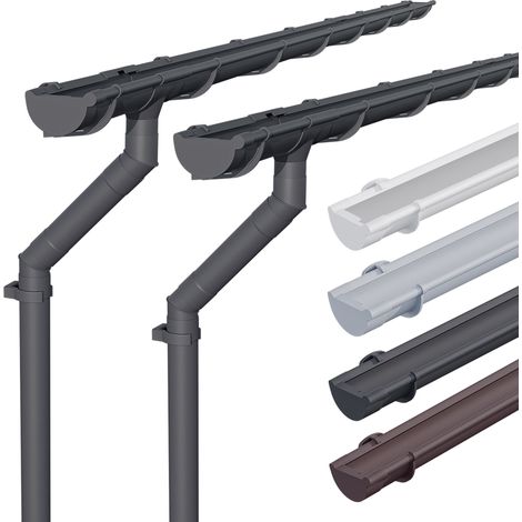 INEFA Dachrinnen Set Gartenhaus, NW100 / 100mm halbrund zwei Dachseiten, Regenrinnen PVC für Satteldach, Made in Germany - Anthrazit 2 x 5m