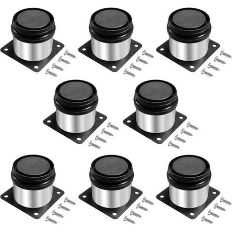 8 pezzi Gambe regolabili per mobili 5 cm, Gambe regolabili per mobili, Metallo rotondo in acciaio inossidabile, Altezza regolabile 0-15 mm, per gambe di divani, gambe di mobili, gambe di mobili da cuc (1/4)
