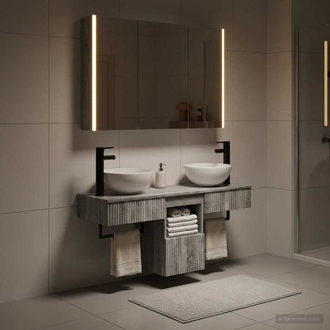 vidaXL Bathroom Cabinet Set 4 pcs Grey Sonoma Engineered Wood (1/5)