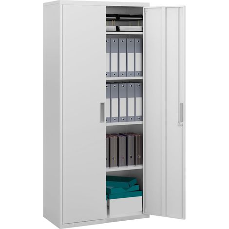 HOMCOM Lockable Metal Cabinet with 2 Doors, File Cabinet for Home Office, White (1/5)
