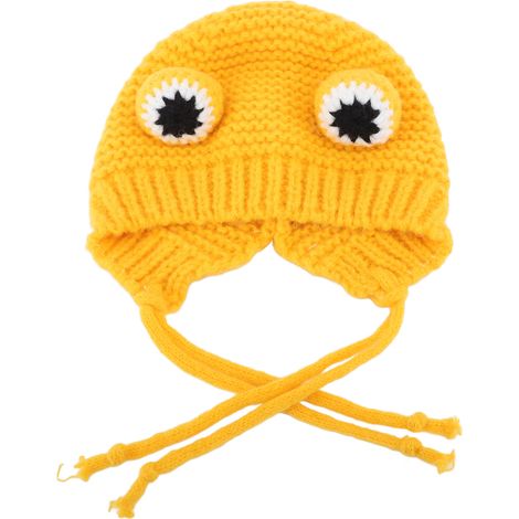 Chapeau tricoté pour chien, Design amusant et mignon, confortable pour animaux de compagnie, chaud d'hiver pour petits chiens et chats, temps froid, jaune (1/5)