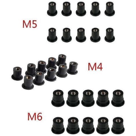 Lot de 10 écrous à sertir en caoutchouc M4/M5/M6, fixation aveugle pour pare-brise et carénage de moto - M6 (1/5)