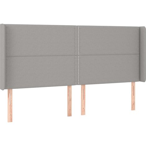 Testiera accessorio letto mobile camera da letto con bordo laterale 203 x 16 x 118/128 cm tessuto grigio chiaro TDL0205194