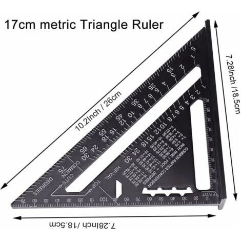 Equerre Menuisier Multifunctions 18cm et 30cm, Metal Aluminium Triangle Règle Équerre Trusquin Guide Raporteur Angle 45 90 Degres/Outillage Charpentier/Outil Traçage Guidage Menuiserie Bois