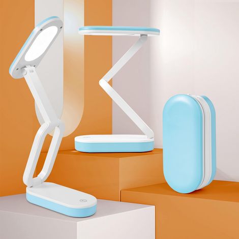 Lampe de Bureau Pliable,LED lampe de Table,Lampe de Chevet Sans Fil,Portable Lampe de Lecture,2400mAh Pile Rechargeable Lampe de Bureau Enfant,Contrôle Tactile 3 Modes de Couleur Lumière (1/5)