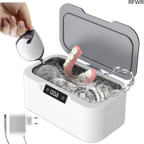 Appareil de nettoyage à ultrasons,500 ml,nettoyeur de salle de bain à ultrasons avec 4 fonctions de minuterie et mode montre (1/5)