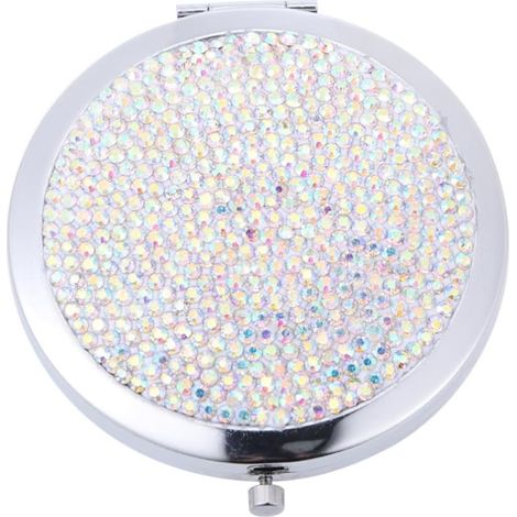 Miroir Pliable Double Face avec Couvercle Miroir Cosmétique Compact Rond pour Maquillage Blanc Coloré