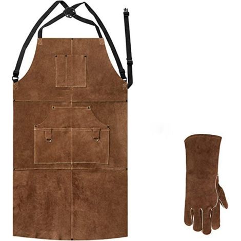 Tablier Tablier à sangle croisée réglable en toile for menuiserie électricien Tablier Livré avec des gants (1/5)