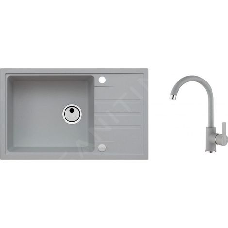 Alveus Sets - Ensemble d'évier Intermezzo 130 et la robinetterie Tonia, concrete SETA026 (1/5)