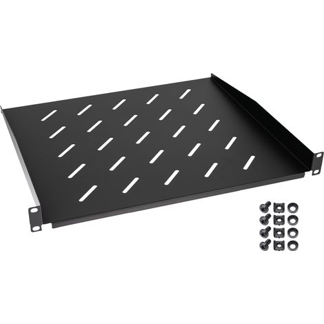 HMF 65499 Fachboden für Serverschrank, 19 Zoll, 1 HE, 48,3 x 40 x 4,5 cm, Schwarz
