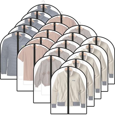 (20 Stück) Kleidersäcke zum Aufhängen, Schutzhüllen mit Reißverschluss für Hemden/Jacken/T-Shirts, staub- und wasserdicht (1/5)