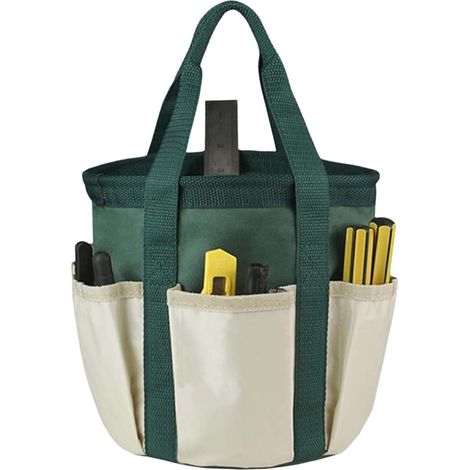 CCYKXA Universeller Reinigungskorb, Gartengerätetasche, Aufbewahrungstasche für Gartengeräte mit 6 Außentaschen, perfekt für Gartenarbeiten.