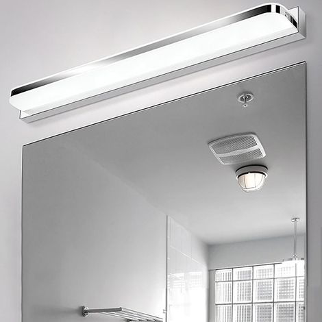 Lampe de miroir de salle de bain, blanc,murale, en acier inoxydable, 42 cm, 9 W, 230 V, blanc naturel, 4000 K, étanche IP44 (1/5)
