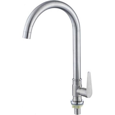 Manufacturer of 304 stainless steel single-cold kitchen faucets with brushed, ball bearing, anti-jamming, rotating design for sinks and vegetable wash basins -- Single-cold I-beam style with large ben