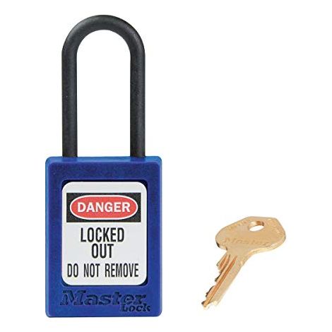 Master Lock S32BLU Cadenas de Consignation en Thermoplastique Dielectrique pour Installations Electriques, Bleu, Anse 3,8 x 1,6 cm (1/5)