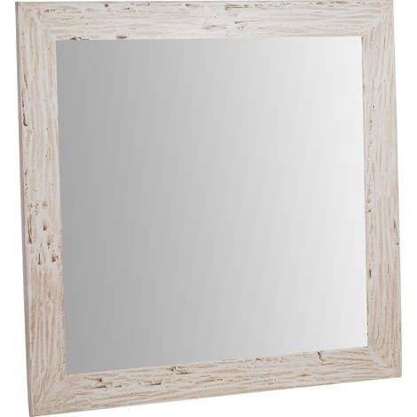 Specchio Specchiera da Parete e Appendere in legno massello di tiglio finitura crema anticata L100xPR3xH100 cm Made in Italy (1/4)