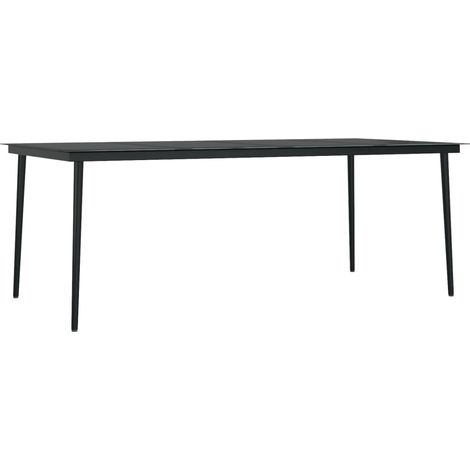 Table à dîner de jardin,Table d'extérieur Noir 200x100x74 cm Acier et verre CFW72224 (1/5)