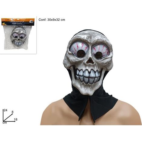 Maschera Cappuccio Vestiti Halloween Teschio con Occhi 18 x 8 x 24 cm (1/2)