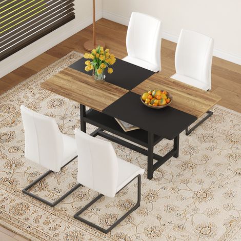 Ensemble de salle à manger rectangulaire table 160x90 cm et 4 chaises blanches