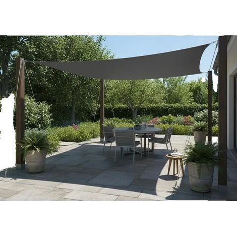 Vela de sombra, protección UV, material de lona resistente, color antracita. (1/2)