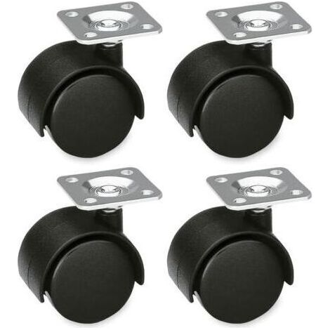 Lot de 4 Roulettes Meubles 49mm Sans Frein - 50kg/Roue Platine Acier pour Chaises Bureau & Tables Basses (1/5)