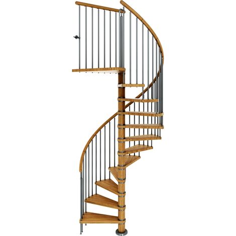 Dolle Spindeltreppe Winnipeg 246-270cm Geschosshöhe 11 Stufen Ø120cm Eiche geölt (1/2)