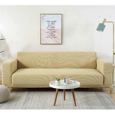 Elastischer Sofabezug - geeignet für Familien mit Kindern und Haustieren - beige, passend für Sofas von 90 bis 140 cm. (1/5)
