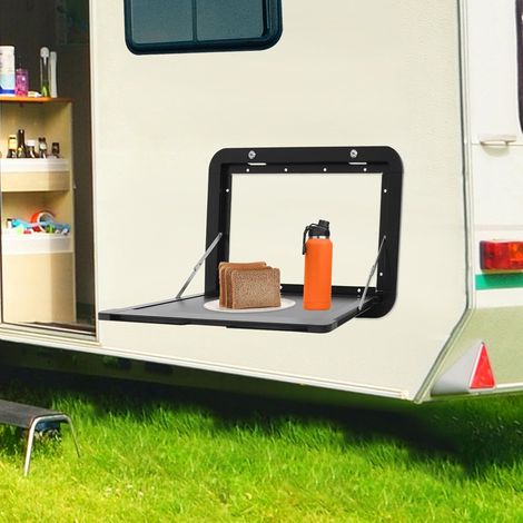 Wohnmobiltische Wandklapptisch für Wohnmobile 51x33cm Wohnwagentisch Wandmontage Klapptisch Hängender Picknicktisch mit 2 Schlüssel Bis 20KG Faltbarer Wohnmobiltische für RV (Schwarz)