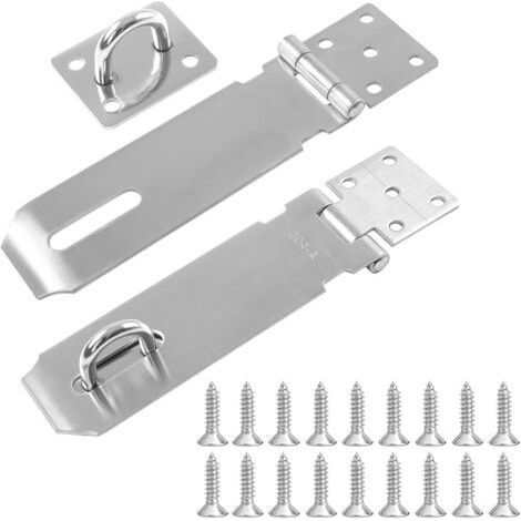 QORVA-Moraillon de Porte Cadenas, 2pcs Fermoir de Loquet Porte Exterieur, 5 Pouces Acier Inoxydable Moraillon de Verrou Porte Exterieur avec Vis pour Placard Garage Fermeture Porte (Argent)