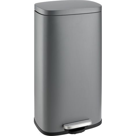 Svita – Poubelle à pédale 30L en acier gris – Couvercle Soft-Close – Seau intérieur amovible – Poignée de transport intégrée (1/4)